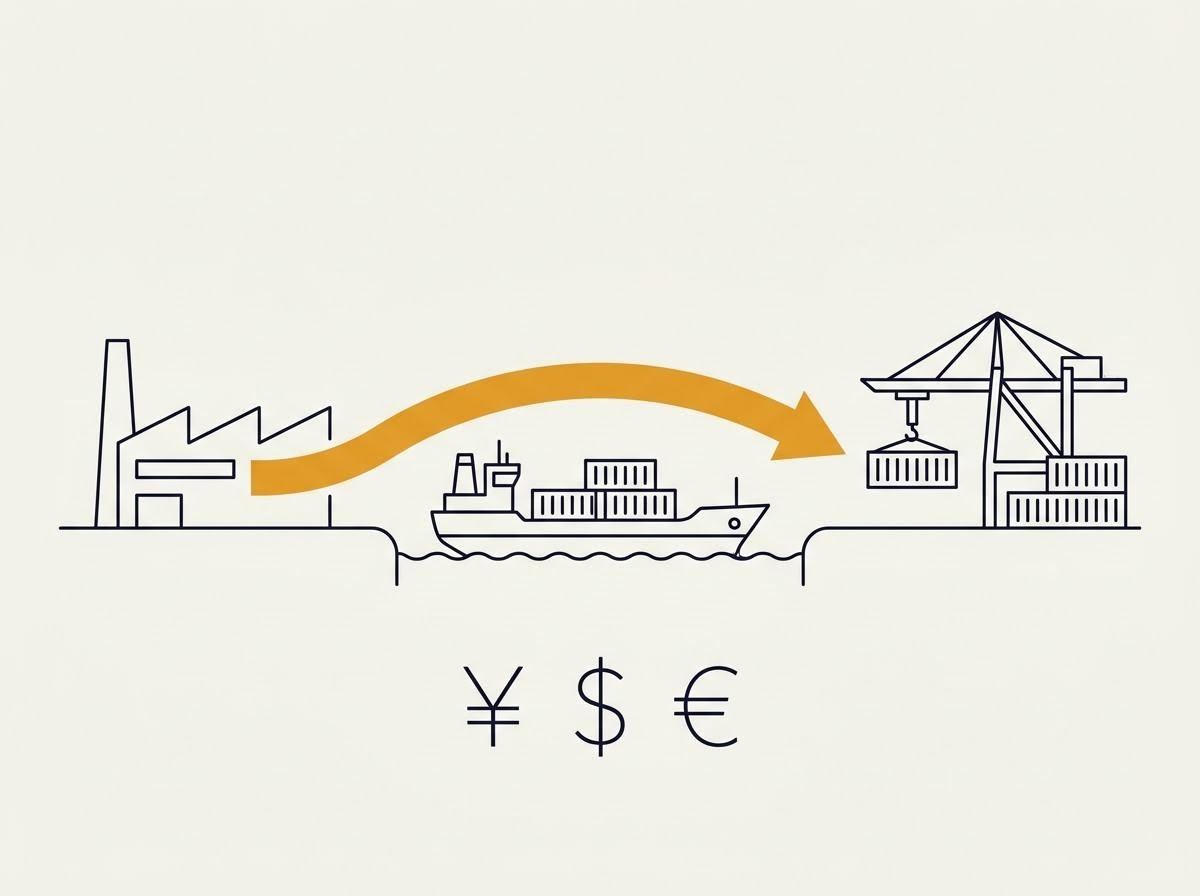 円安局面で輸出企業の利益構造を図解するイラスト